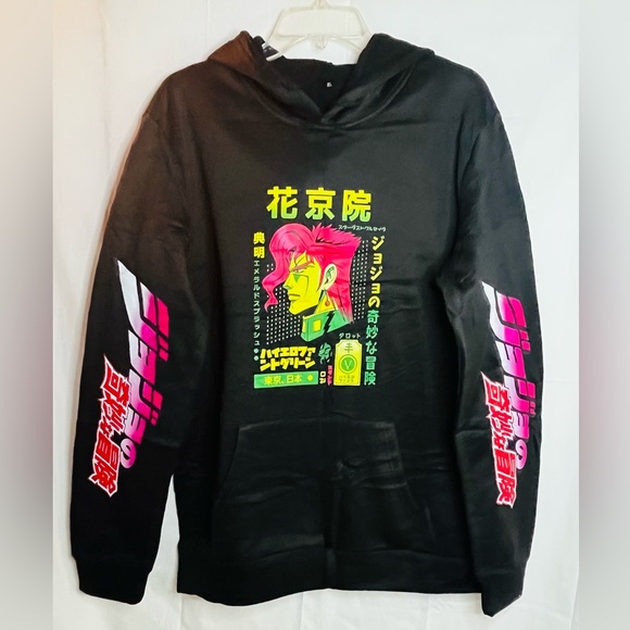 JoJo's Bizarre Adventure Long Sleeve Unisex Hoodie Black Hip Hop Size XL NWOT - Picture 1 of 8
